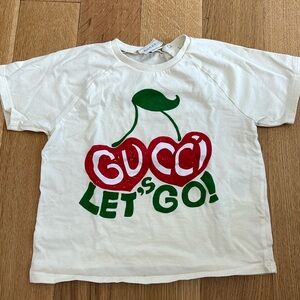 Gucci Kids White Shirt with Red and Green Print